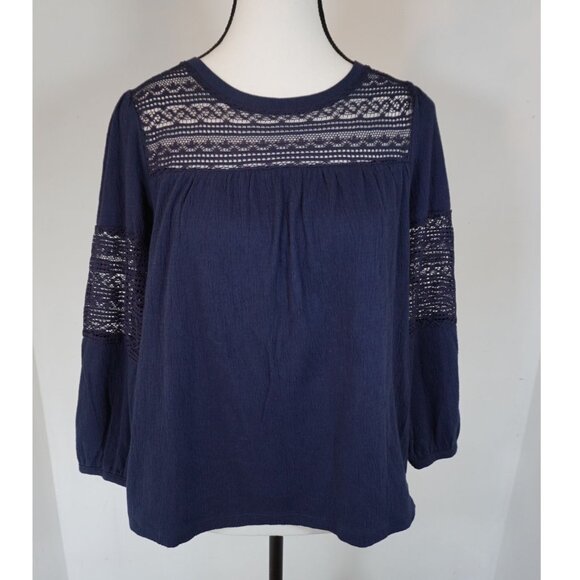 Old Navy Girl's Blue Lace Balloon-Sleeve Jersey Top - Size XL (14) - Picture 6 of 7